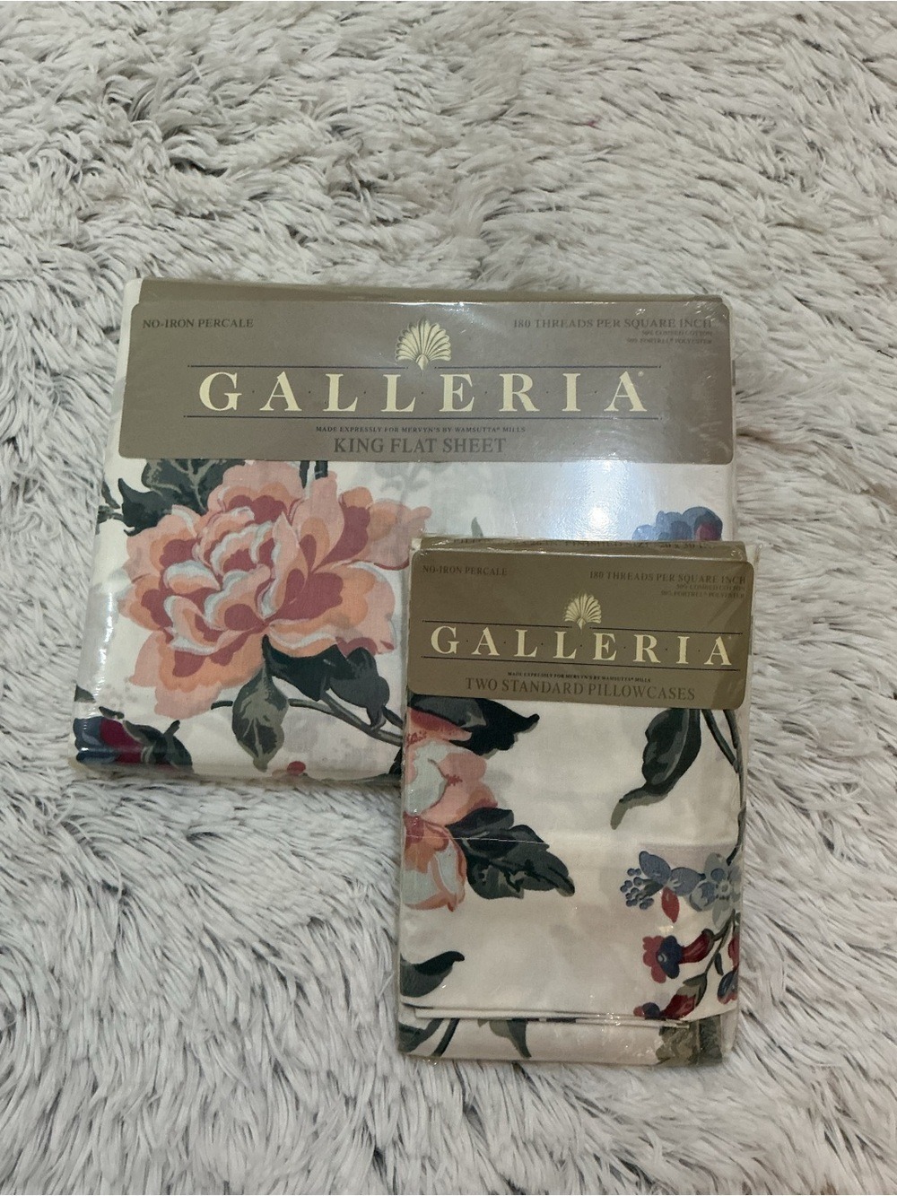 Galleria King Flat Sheet & 2 Standard Pillowcases Floral Bedding Set New - Picture 2 of 12